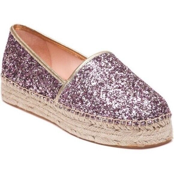 Kate Spade Linds Too Rose Gold Multi Glitter Metallic Espadrille Shoe Size 8.5 - Picture 1 of 7